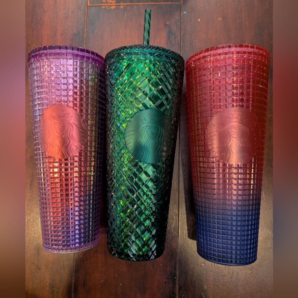 3 Used Starbucks Gradient and Textured Tumblers